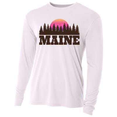 Maine Mn Retro Vintage Gift Women Cooling Performance Long Sleeve Crew