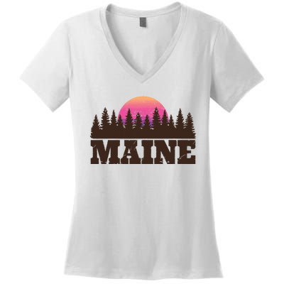 Maine Mn Retro Vintage Gift Women Women's V-Neck T-Shirt