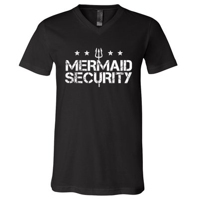 Merman Mermaid Security Funny Swimming Gift V-Neck T-Shirt