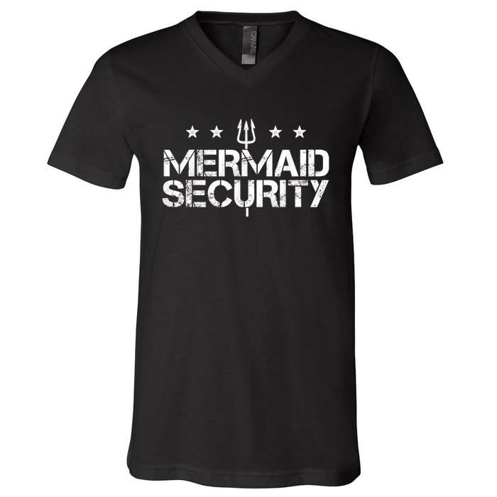 Merman Mermaid Security Funny Swimming Gift V-Neck T-Shirt