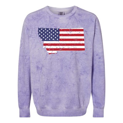 Montana Map State American Flag 4th Colorblast Crewneck Sweatshirt