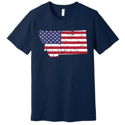 Montana Map State American Flag 4th Premium T-Shirt