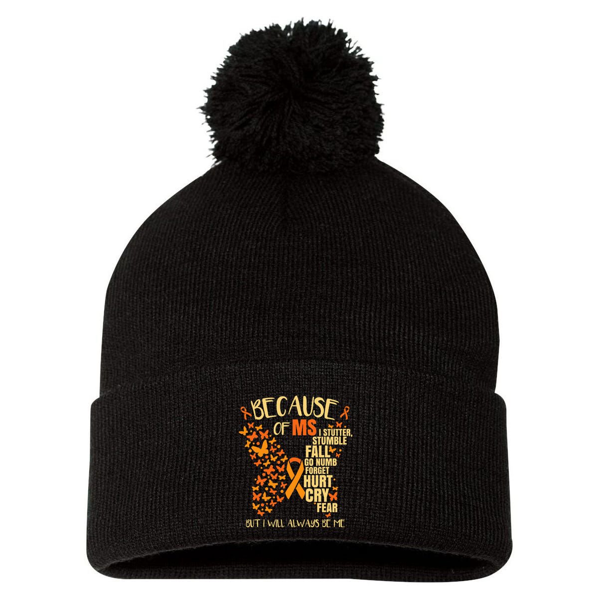 Ms Multiple Sclerosis Pom Pom 12in Knit Beanie