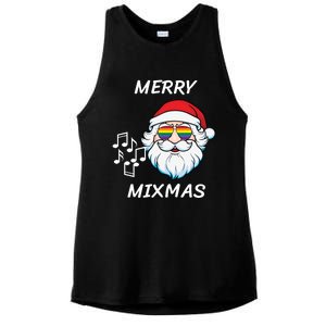 Merry Mixmas Santa Dj Christmas Holidays Xmas Music Lover Gift Ladies PosiCharge Tri-Blend Wicking Tank