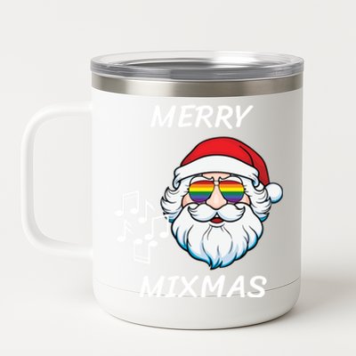 Merry Mixmas Santa Dj Christmas Holidays Xmas Music Lover Gift 12 oz Stainless Steel Tumbler Cup