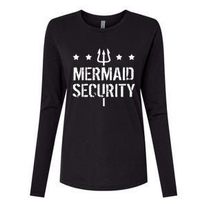 Merman Mermaid Security Funny Swimming Womens Cotton Relaxed Long Sleeve T-Shirt