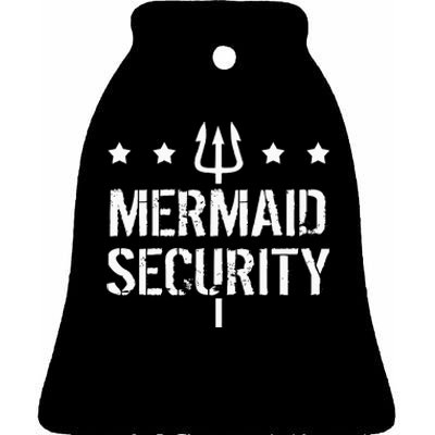 Merman Mermaid Security Funny Swimming Ceramic Bell Ornament