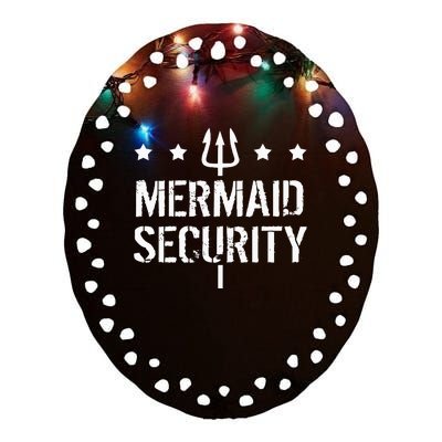 Merman Mermaid Security Funny Swimming Ceramic Oval Ornament