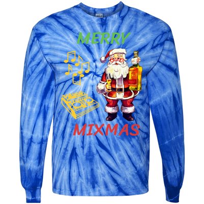 Merry Mixmas Santa Dj Christmas Holidays Xmas Music Lover Gift Tie-Dye Long Sleeve Shirt