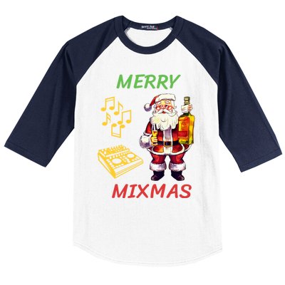 Merry Mixmas Santa Dj Christmas Holidays Xmas Music Lover Gift Baseball Sleeve Shirt