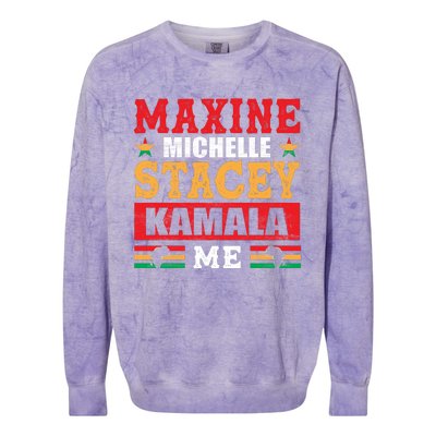 Maxine Michelle Stacey Kamala Inspired Print Colorblast Crewneck Sweatshirt