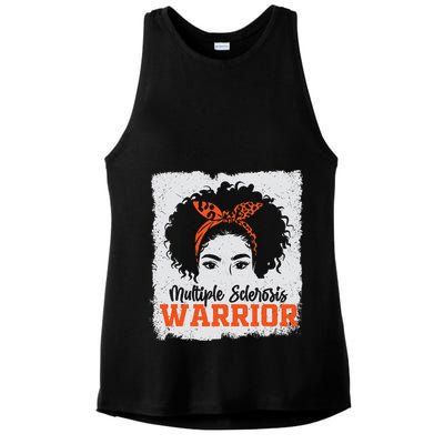 Ms Multiple Sclerosis Awareness Orange Ribbon Ladies PosiCharge Tri-Blend Wicking Tank