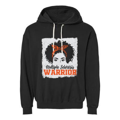 Ms Multiple Sclerosis Awareness Orange Ribbon Garment-Dyed Fleece Hoodie
