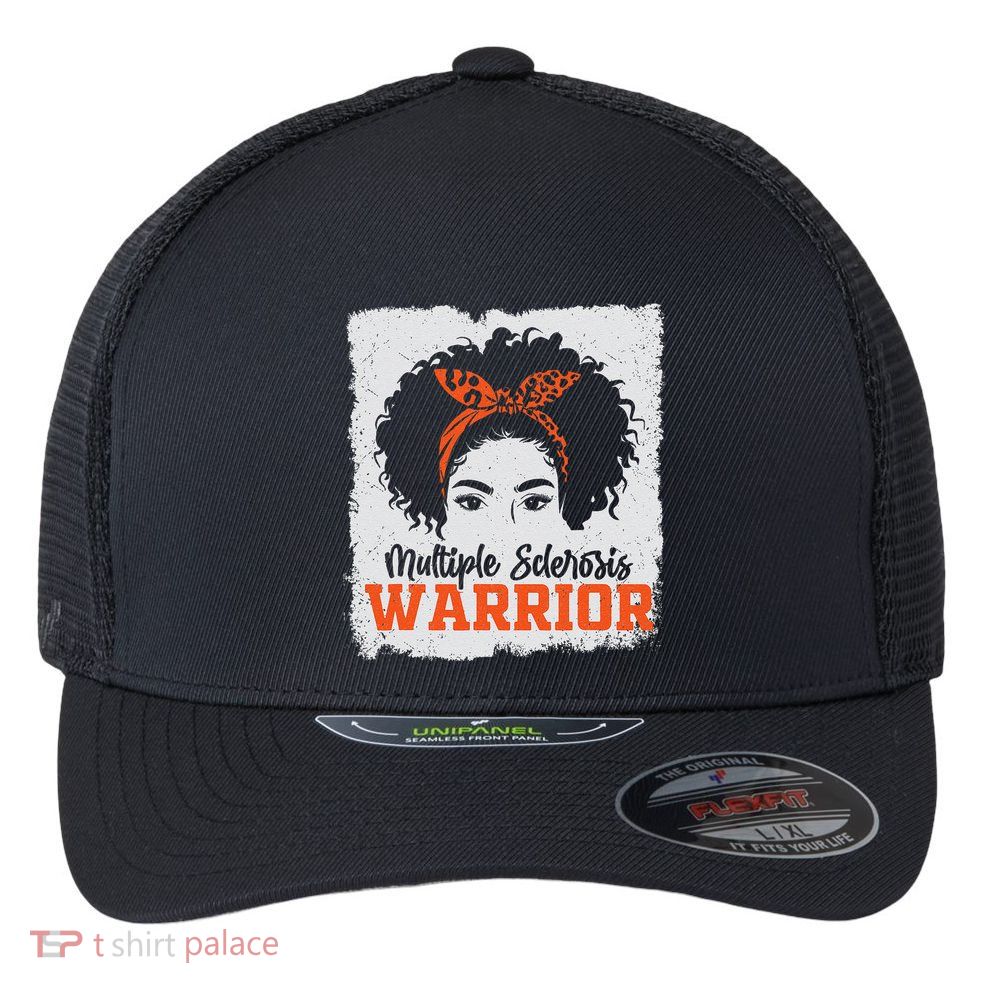 Ms Multiple Sclerosis Awareness Orange Ribbon Flexfit Unipanel Trucker Cap