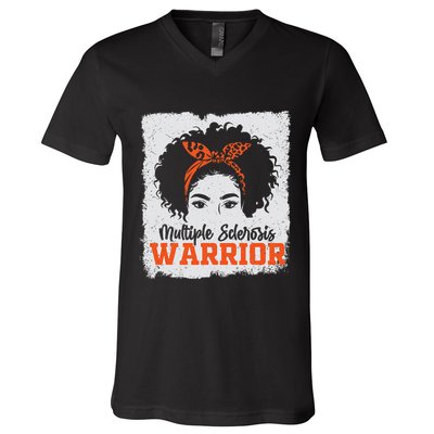 Ms Multiple Sclerosis Awareness Orange Ribbon V-Neck T-Shirt