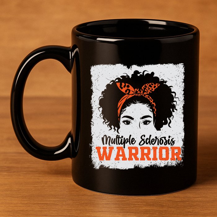 Ms Multiple Sclerosis Awareness Orange Ribbon 11oz C Handle Ceramic Mug