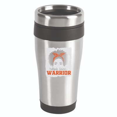 Ms Multiple Sclerosis Awareness Orange Ribbon 16oz Travel Tumbler