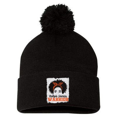 Ms Multiple Sclerosis Awareness Orange Ribbon Pom Pom 12in Knit Beanie