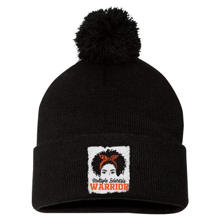 Ms Multiple Sclerosis Awareness Orange Ribbon Pom Pom 12in Knit Beanie