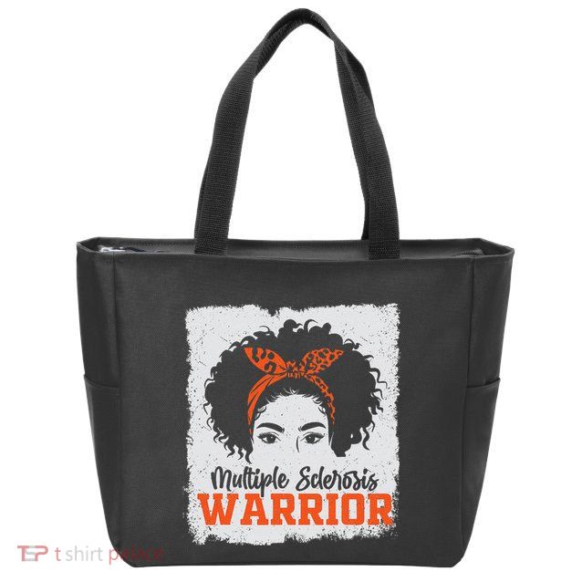Ms Multiple Sclerosis Awareness Orange Ribbon Zip Tote Bag