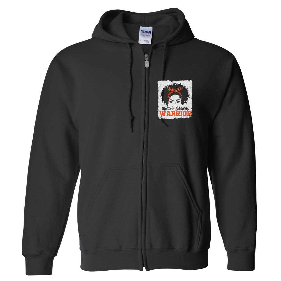 Ms Multiple Sclerosis Awareness Orange Ribbon Full Zip Hoodie