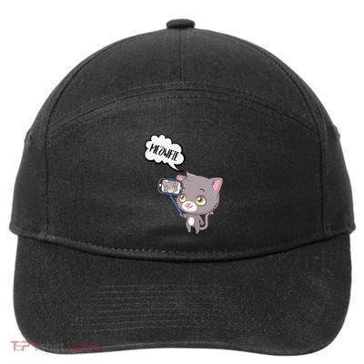 Meowy Meowfie (Selfie) Cute Kitty Cat Graphic 7-Panel Snapback Hat