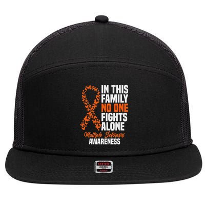 Ms Multiple Sclerosis Awareness Orange Ribbon Gift 7 Panel Mesh Trucker Snapback Hat