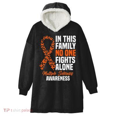 Ms Multiple Sclerosis Awareness Orange Ribbon Gift Hooded Wearable Blanket