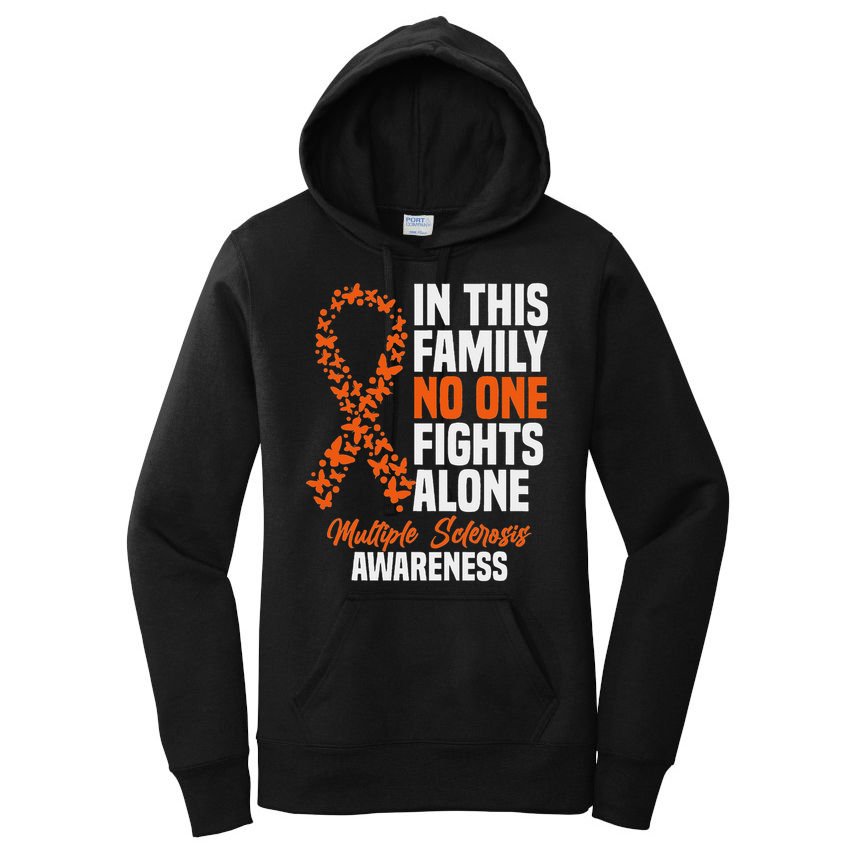 Ms Multiple Sclerosis Awareness Orange Ribbon Gift Women's Pullover Hoodie