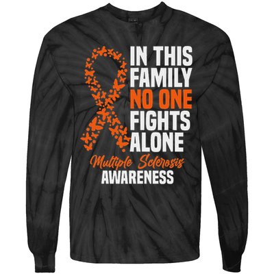 Ms Multiple Sclerosis Awareness Orange Ribbon Gift Tie-Dye Long Sleeve Shirt