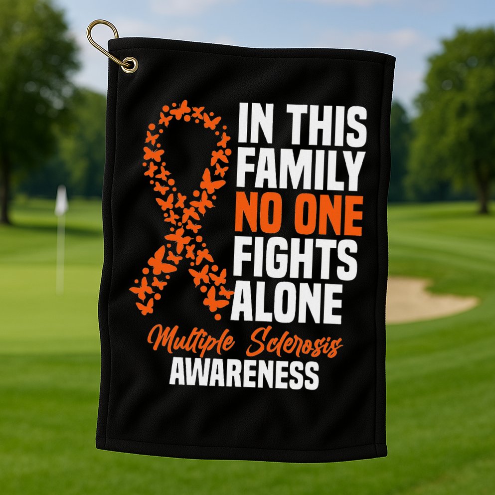 Ms Multiple Sclerosis Awareness Orange Ribbon Gift Golf Towel
