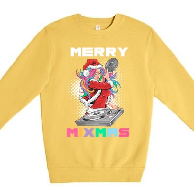 Merry Mixmas Santa Girl Dj Christmas Holidays Xmas Gift Tee Cool Gift Premium Crewneck Sweatshirt