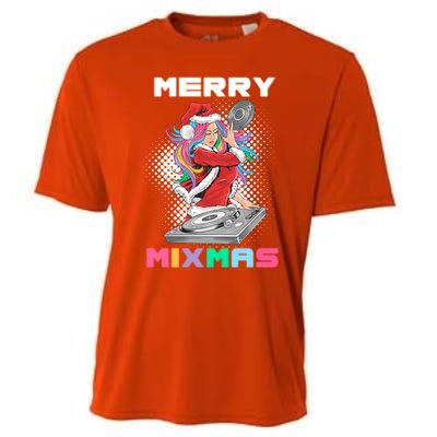 Merry Mixmas Santa Girl Dj Christmas Holidays Xmas Gift Tee Cool Gift Cooling Performance Crew T-Shirt