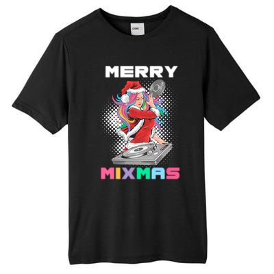 Merry Mixmas Santa Girl Dj Christmas Holidays Xmas Gift Tee Cool Gift Tall Fusion ChromaSoft Performance T-Shirt