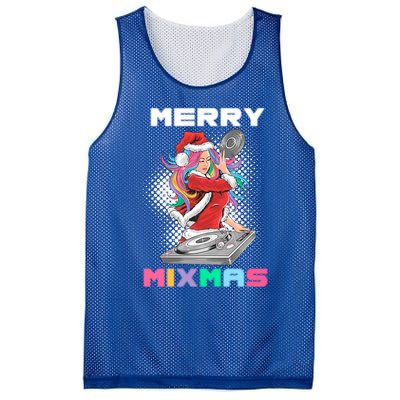 Merry Mixmas Santa Girl Dj Christmas Holidays Xmas Gift Tee Cool Gift Mesh Reversible Basketball Jersey Tank