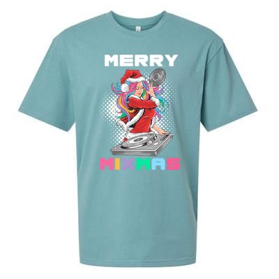 Merry Mixmas Santa Girl Dj Christmas Holidays Xmas Gift Tee Cool Gift Sueded Cloud Jersey T-Shirt