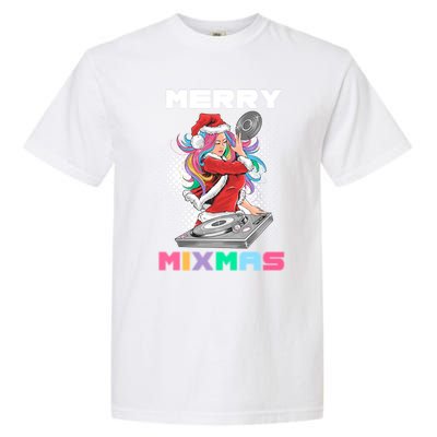 Merry Mixmas Santa Girl Dj Christmas Holidays Xmas Gift Tee Cool Gift Garment-Dyed Heavyweight T-Shirt