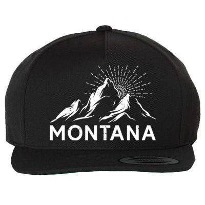 Montana Mountaineer Summit Climb Hiking Mountain Fan Gift Wool Snapback Cap