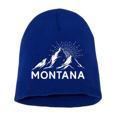 Montana Mountaineer Summit Climb Hiking Mountain Fan Gift Short Acrylic Beanie