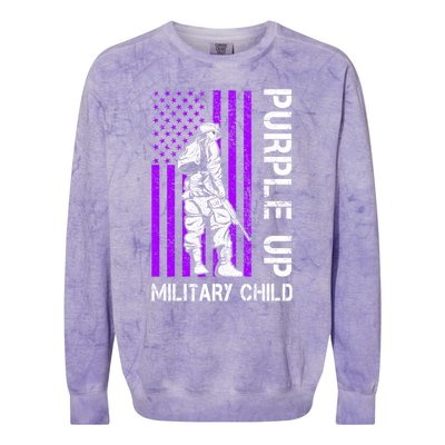 Military Month Soldier Purple Up Funny Gift Colorblast Crewneck Sweatshirt