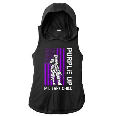 Military Month Soldier Purple Up Funny Gift Ladies PosiCharge Tri-Blend Wicking Draft Hoodie Tank