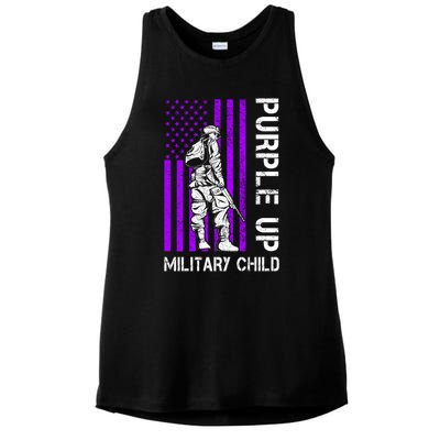 Military Month Soldier Purple Up Funny Gift Ladies PosiCharge Tri-Blend Wicking Tank