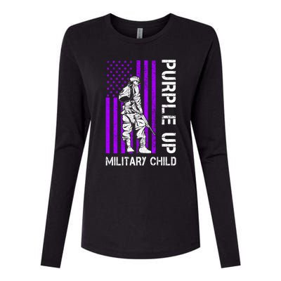 Military Month Soldier Purple Up Funny Gift Womens Cotton Relaxed Long Sleeve T-Shirt