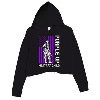 Military Month Soldier Purple Up Funny Gift Crop Fleece Hoodie