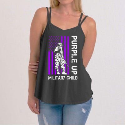 Military Month Soldier Purple Up Funny Gift Women's Strappy Tank