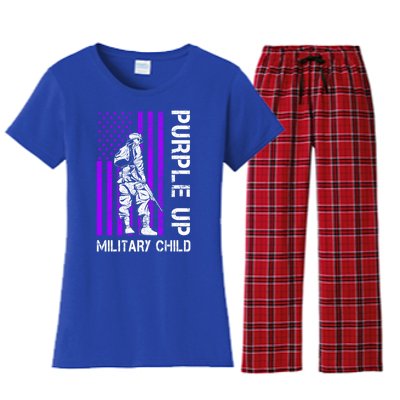 Military Month Soldier Purple Up Funny Gift Women's Flannel Pajama Set