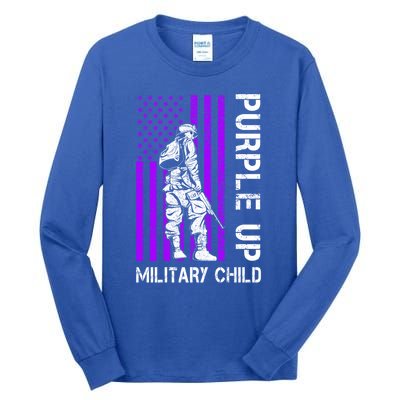 Military Month Soldier Purple Up Funny Gift Tall Long Sleeve T-Shirt