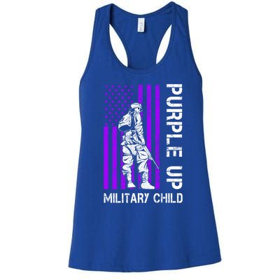 Military Month Soldier Purple Up Funny Gift Women's Racerback Tank