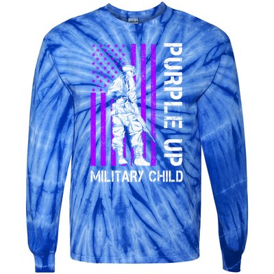 Military Month Soldier Purple Up Funny Gift Tie-Dye Long Sleeve Shirt