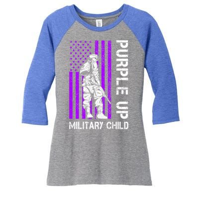 Military Month Soldier Purple Up Funny Gift Women's Tri-Blend 3/4-Sleeve Raglan Shirt